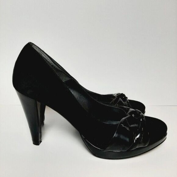 OSVALDO ROSSI Suede & Patent High Heel Pumps Sz 9 US/ Eur 40 Flawed - Picture 3 of 14